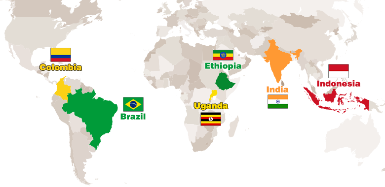 Primo Coffee Beans World Map